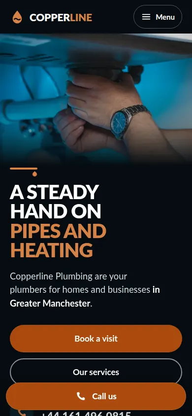 Copperline Plumbing on a phone