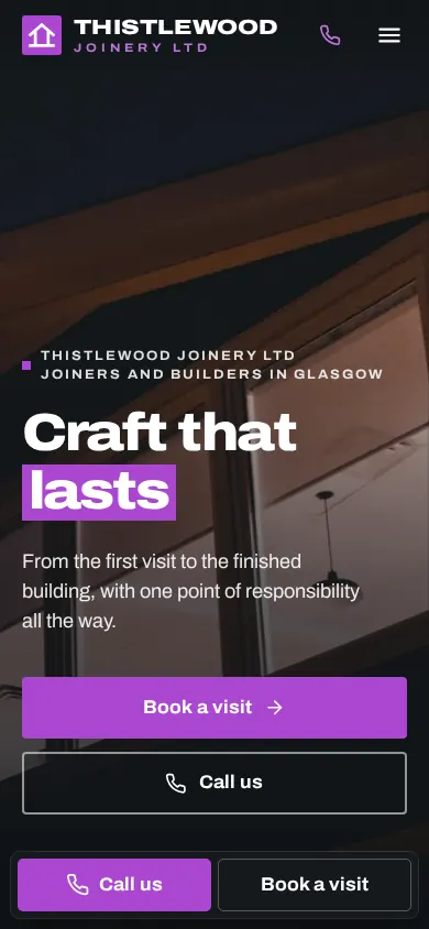 Thistlewood Joinery on a phone